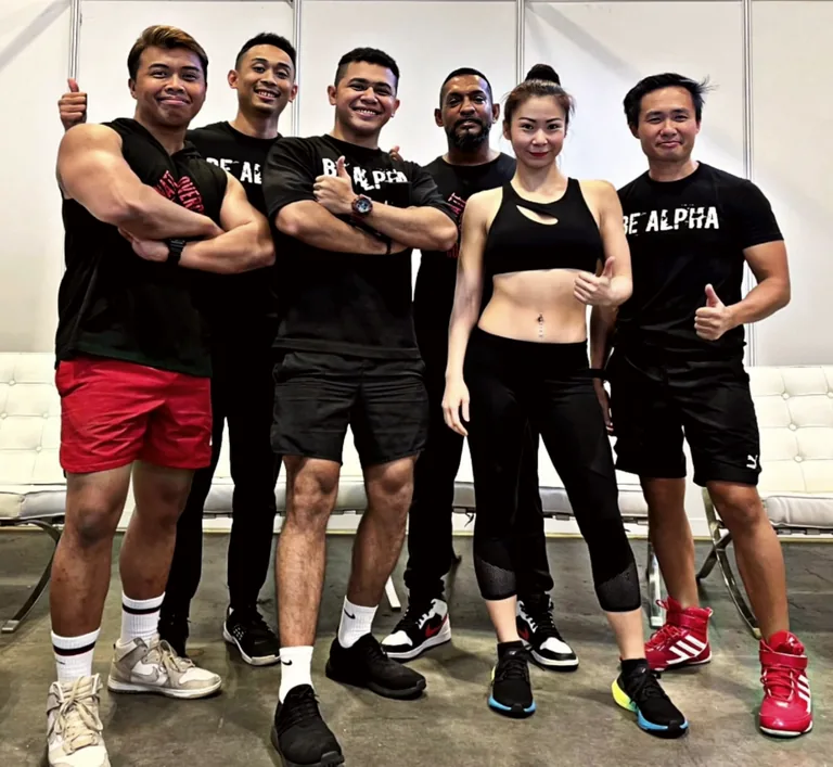 The Alpha Beast Fitness team in BE ALPHA shirts